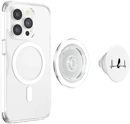 Vista 4 de Heartbeat Surfing Windsurfer Windsurf Windsurfing PopSockets MagSafe PopGrip for iPhone