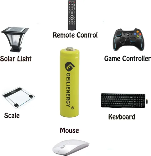 Vista 6 de Paquete de 20 baterías recargables AA de luz solar Ni-CD 600 mAh, NiCd AA baterías recargables para luces solares lámpara solar