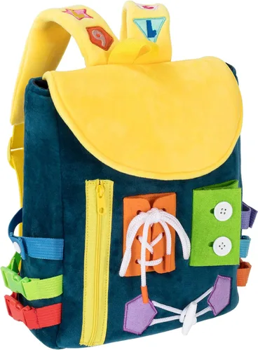 Vista 8 de Busy Board - Mochila para niños pequeños con hebillas y juguetes de actividades de aprendizaje, desarrolla habilidades motoras finas y habilidades