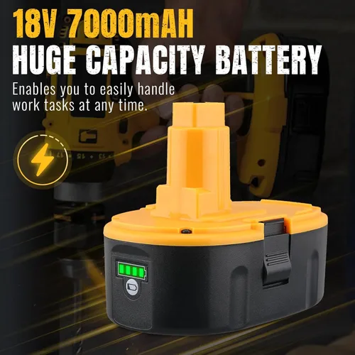 Vista 2 de Paquete de 2 baterías de iones de litio DC9096 de 7000 mAh de repuesto para batería Dewalt de 18 V DC9098 DC9099 DC9182 de alta capacidad compatible
