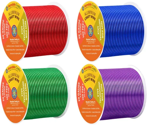 Vista 250 de Mandala Crafts - Alambre de aluminio anodizado de calibre 22 para hacer joyas - 137.2 m de alambre flexible surtido y coloreado - Doble para bonsái