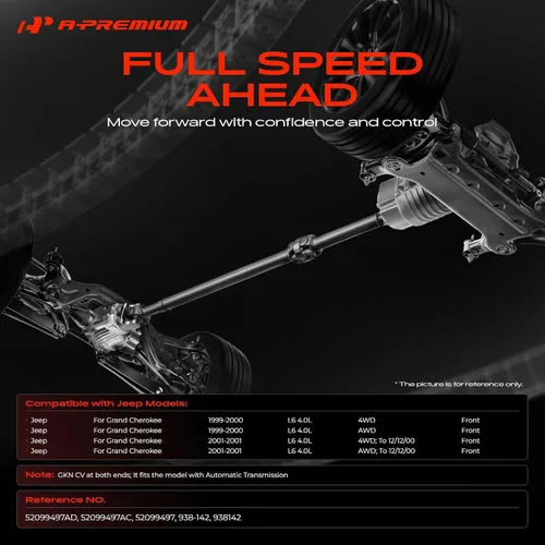 Vista 2 de A-Premium Conjunto de árbol de transmisión delantero completo Compatible con Jeep Grand Cherokee 1999 2000 2001, transmisión automática, Reemplazo#