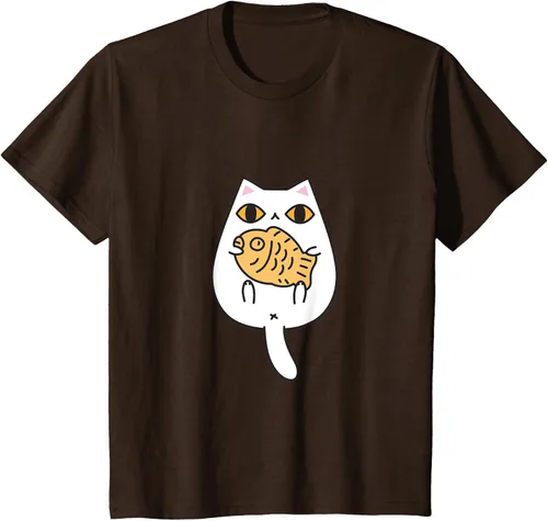 Vista 9 de Lindo gato playera Taiyaki y gato camisa Blanco