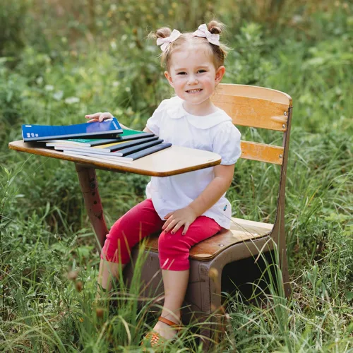 Vista 3 de Leggings capri recortados de algodón para niñas grandes, hechos en Estados Unidos, para verano, juego y escuela, SPD para pieles sensibles
