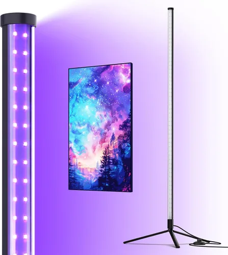 Vista 8 de Barrina Luces LED Negras, Lámpara de Luz Negra de Mesa Vertical de Pie T10, 14W, 385-400nm, Luz Negra LED de Escritorio de 1 Pie con Soporte e