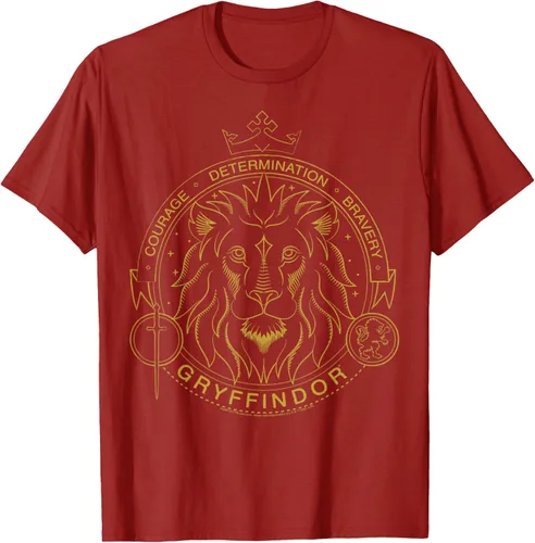 Vista 3 de Harry Potter Camiseta Gryffindor Line Art Lion Symbol, Negro