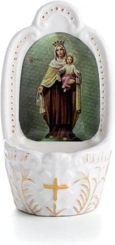 Vista 10 de KOMI Fuente de Agua Bendita Católica de la Sagrada Familia de Porcelana para Entrada del Hogar Iglesia Decoración Colgante de Pared Gran Regalo