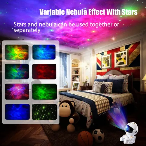 Vista 4 de Proyector de Galaxia Astronauta, Luz de Proyector de Estrellas, Luz Nocturna para Niños, Luz Nocturna de Techo de Estrellas de Nebulosa con Control