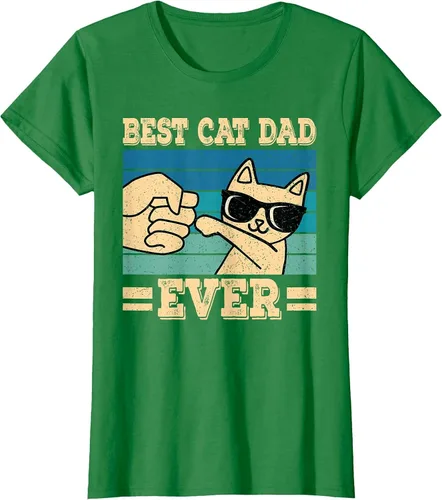 Vista 31 de Best Cat Dad Ever Vintage Funny Cat Lover Retro Men T-Shirt Asphalt Grey
