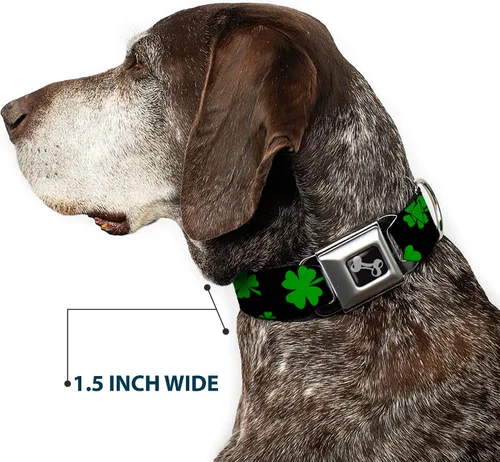 Vista 7 de Buckle-Down Collar de perro Hebilla de cinturón de seguridad St Pats Clovers Scattered2 Negro Verde Multicolor, DC-W34594-S, 1 pulgada de ancho - se