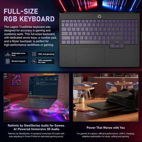 Vista 8 de Lenovo Legion 5a RTX 5060 Ryzen 7 250 16GB DDR5 1TB SSD portátil