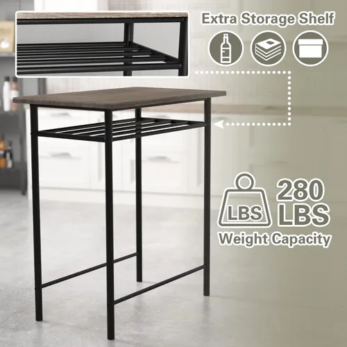 Vista 6 de Weehom Mesa de bar con 2 taburetes de bar, juego de mesa de comedor de pub, mesa de altura de encimera de cocina con sillas de bar, juego de mesa