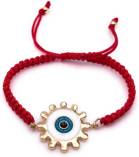 Vista 4 de LESLIE BOULES Pulsera tejida de cuerda roja de mal de ojo para mujer, joyería artesanal, Cristal