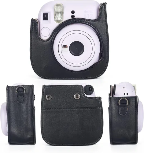 Vista 2 de Phetium Instant Mini 12 - Funda protectora para cámara compatible con Instax Mini 12 11, bolsa de piel sintética con bolsillo y correa de hombro