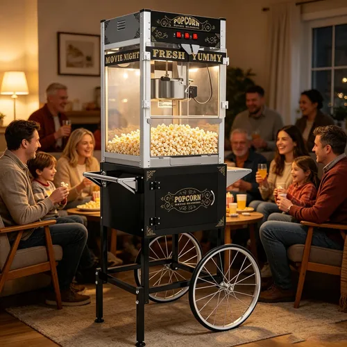 Vista 20 de Máquina comercial de palomitas de maíz con hervidor de 20 onzas, máquina de palomitas de maíz para encimera estilo teatro, acero inoxidable, control