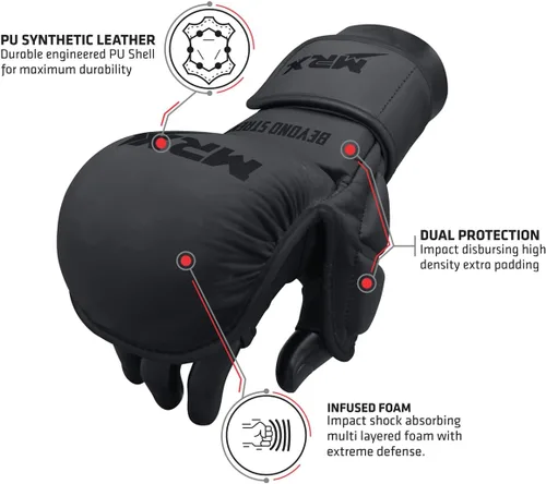 Vista 2 de MRX MMA - Guantes de agarre de protección profesional, 7 onzas, Muay Thai, entrenamiento, kickboxing, boxeo, boxeo, boxeo, boxeo, boxeo, boxeo