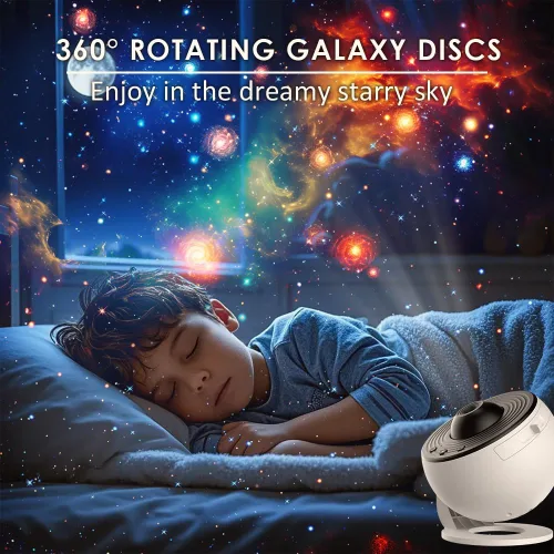 Vista 6 de Planetarium - Proyector de galaxia Pro para dormitorio, proyector de estrellas con luz de galaxia con 13 discos Galaxy reemplazables 4K, rotación