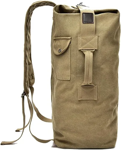 Vista 4 de Bolsa de escalada de viaje de gran capacidad, bolsa de lona militar táctica de carga superior de doble correa mochila de lona