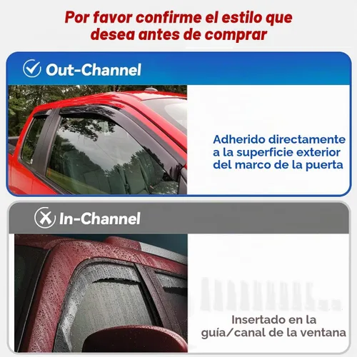 Vista 2 de CL4P01 - Deflector de ventilación de viento para ventana lateral original, 4 piezas de montaje exterior, bonito juego de protectores de lluvia