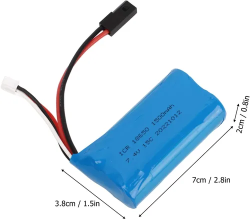 Vista 3 de Oumefar Batería de litio de 7.4V 1500mAh y batería de repuesto de batería de litio para coche RC