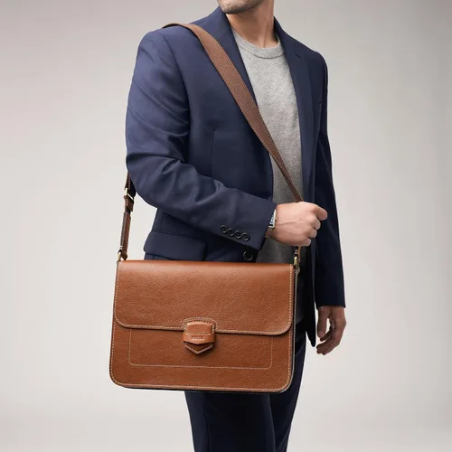 Vista 4 de Fossil Men's Lennox Leather Messenger Briefcase Work Laptop Bag for Men