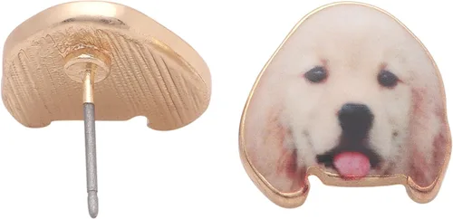 Vista 2 de Pendientes de perrito con diseño de perrito de Labrador dorado de la colección Ginger Lyne.