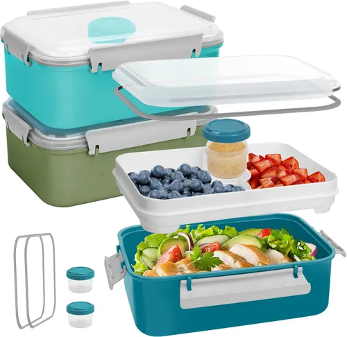 Vista 11 de Contenedores de ensalada de 64 onzas para el almuerzo, paquete de 3 cajas