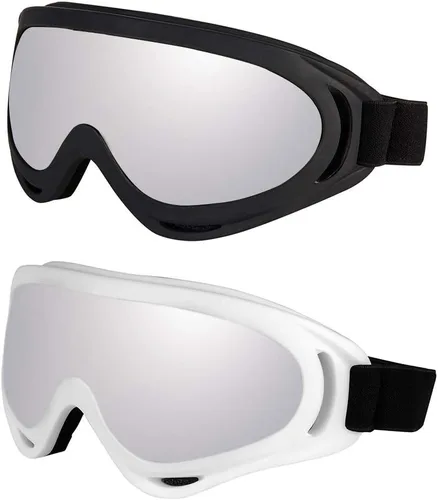 Vista 10 de LJDJ Gafas de motocicleta – Juego de 2 gafas – Dirt Bike ATV Motocross anti-UV ajustable para montar fuera de carretera protección combate táctico