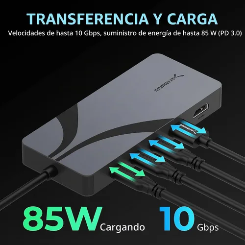 Vista 3 de SABRENT Hub de viaje USB4, HDMI 2.1, 2.5GbE, PD de 85 W (HB-U4HP)