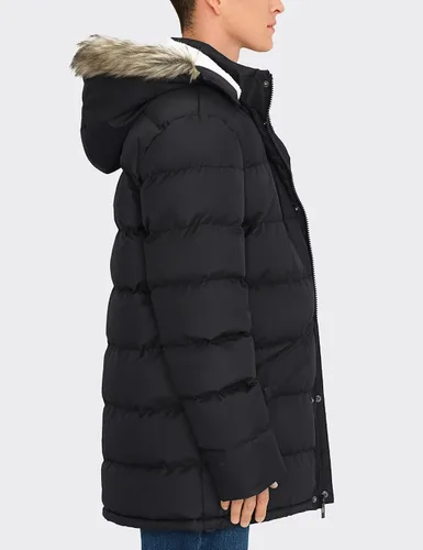 Vista 3 de Abrigo largo de invierno para hombre, con capucha, forro polar cálido y resistente al agua