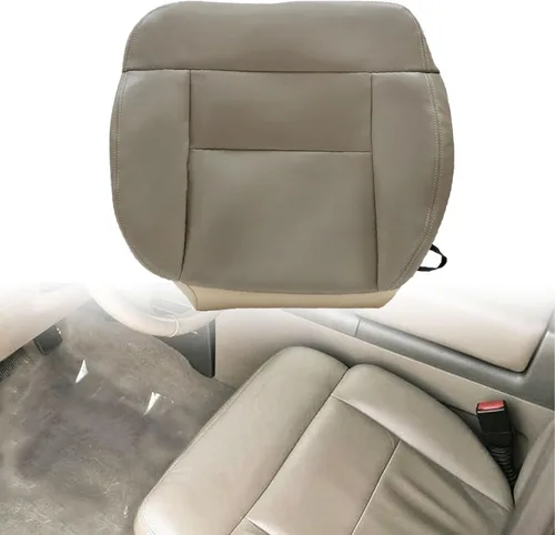 Vista 2 de NLQR Funda de asiento de repuesto inferior del conductor delantero beige tostado HW EW piel de microfibra compatible con Ford F-150 Lariat STX XL