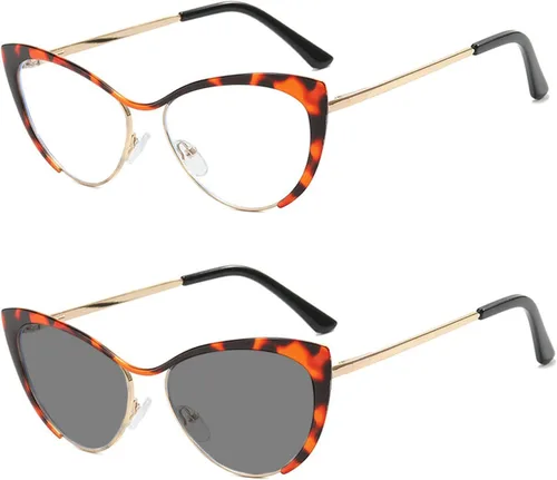 Vista 3 de Gafas de lectura bifocales únicas para mujer, transición, fotocromáticas, para computadora, ojo de gato, UV400