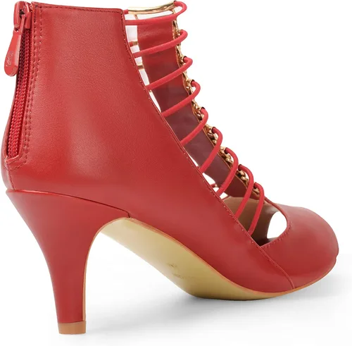 Vista 3 de ANN CREEK Tacones de gladiador para mujer, tacón medio, sandalias de tiras elásticas con puntera abierta, sandalias de tacón para fiesta casual