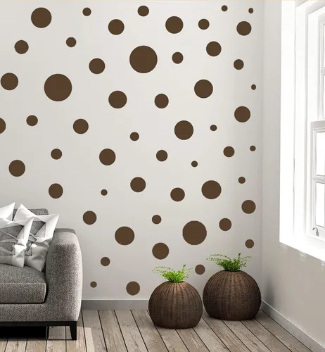 Vista 21 de Calcomanías de pared de lunares negros, calcomanías de decoración de pared para habitación de niñas, puntos de pared, círculo de vinilo