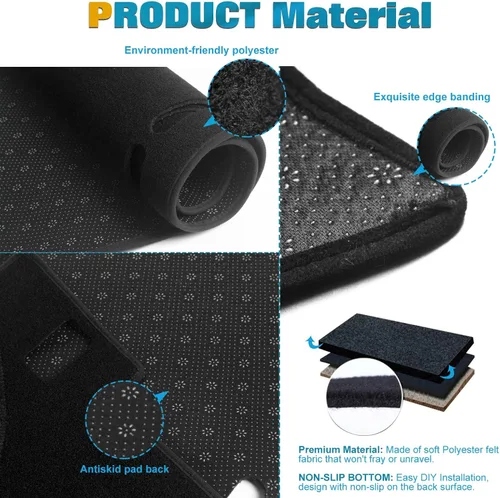 Vista 3 de x xotic tech Alfombrilla para consola central para tablero de instrumentos precortada, antideslizante, protector solar y deslumbramiento, cubierta