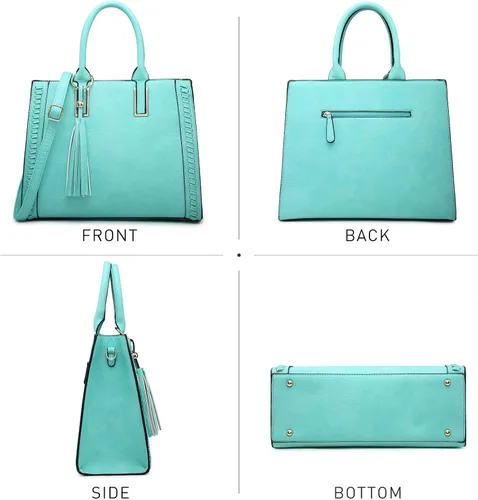 Vista 2 de Dasein Bolsos de mano para mujer, bolso de hombro de cuero vegano, bolso de trabajo para mujer con bolso a juego, Marrón