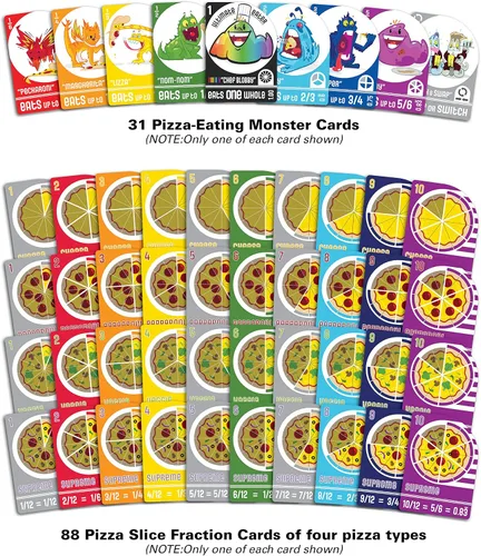 Vista 4 de Semper Smart Games Blobby's Pizza Math Card Game: ¡Concurso de comer pizza estratégicamente loco entre lindos monstruos!
