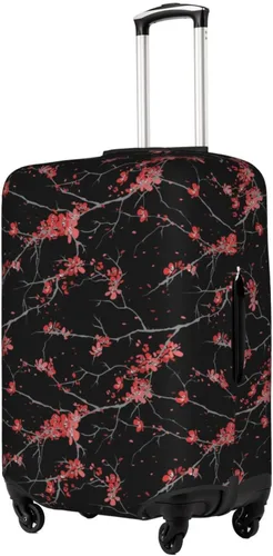 Vista 2 de Funda de equipaje de viaje blanca con flor de ciruelo para equipaje de 18 a 32 pulgadas, protector elástico para maleta con cremallera oculta