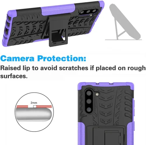 Vista 6 de Asuwish Funda de teléfono para Samsung Galaxy Note 10 5G con protector de pantalla de vidrio templado y soporte delgado, híbrida, resistente, funda