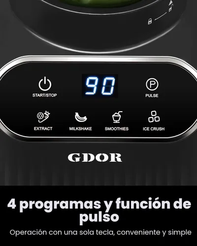 Vista 4 de GDOR Smoothie Blender for Kitchen,1200W Glass blender with 5 Smart Programs