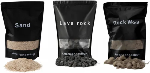 Vista 12 de Lana de roca + Piedra lave + Vermiculita para leña de gas (para chimenea de 18-24 pulgadas)