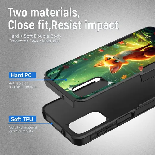 Vista 403 de Funda para Galaxy A14 5G, resistente de doble capa híbrida de policarbonato duro, goma suave, a prueba de golpes, funda protectora resistente