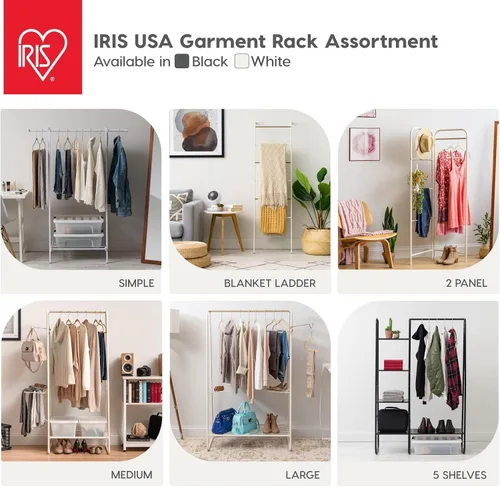Vista 8 de Iris USA Perchero de metal de pie, blanco Adds storage space for clothing, shoes, and accessories with an open design