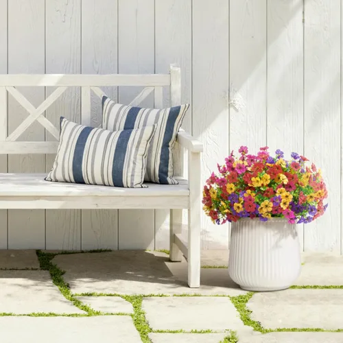 Vista 7 de Lifewit Flores artificiales para exteriores, 12 paquetes de flores falsas de plástico para decoración del jardín del hogar, plantas sintéticas