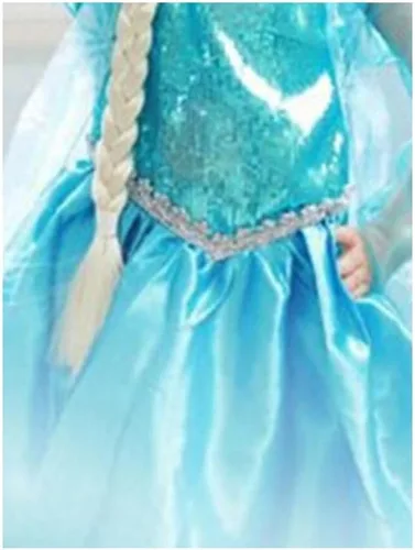 Vista 7 de Vestido de disfraz de Elsa de Frozen para niñas pequeñas, color sólido, vestido acampanado