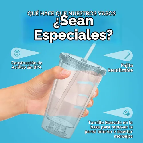 Vista 6 de Vaso portátil de doble capa Eco To Go,16 oz. de capacidad, transparente (All Clear - Removable Insert)