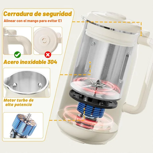Vista 6 de Arcmira - Máquina para hacer leche de nuez 10 en 1, máquina para hacer leche de soja de 42 onzas con panel LED