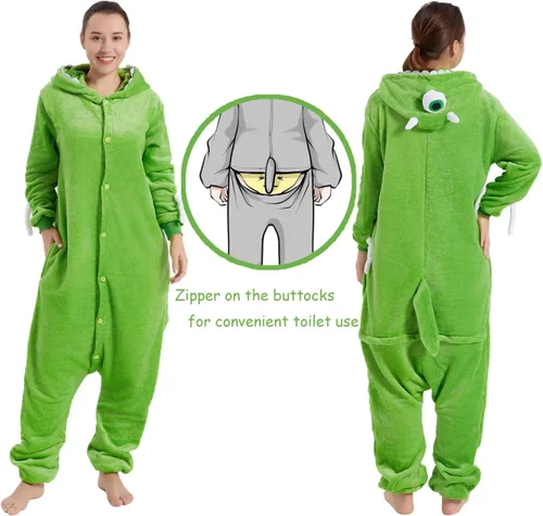 Vista 5 de Pijama unisex para adultos, para Halloween, Navidad, franela, caricaturas, cosplay, pijama