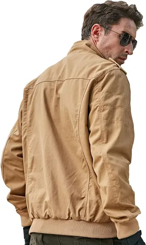 Vista 3 de HIJEWE Men Military Jacket Casual Cotton Utility Coat Spring Falls Durable Army Cargo Bomber Stand Collar Multi-Pocket Jacket