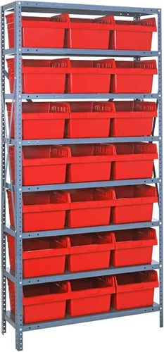 Vista 43 de Quantum QSBU-245BK Heavy Duty Shelving Unit with (7) Shelves and (24) QUS245 Black Bins for Garage Warehouse Storage Distribution 400 lb Load